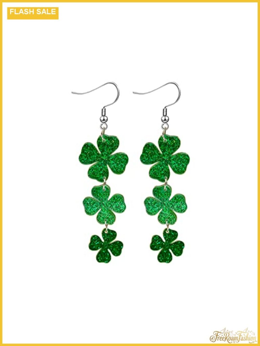 Shamrock Acrylic Dangle Earrings French Wire Irish Festival